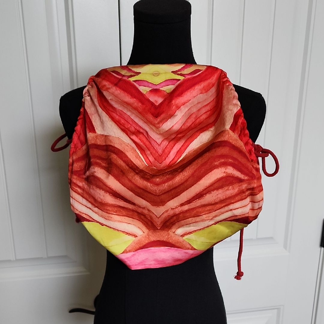 Andrea Iyamah Vibrant Red & Pink Wave-Print Silk Top